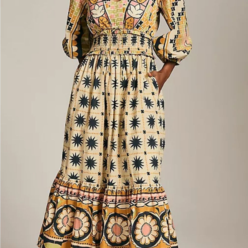 LIKE NEW Farm Rio Tropical Sunshine V-Neck Maxi Dress - Picture 3 of 8